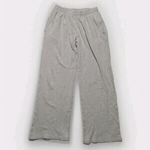 Brandy Melville Light Gray Waffle Knit Wide Leg Lounge Pants Drawstring Women OS